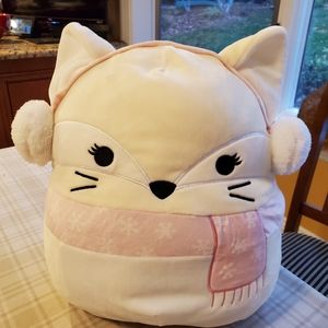 12" Nadine Squishmallow White Arctic Fox Holiday